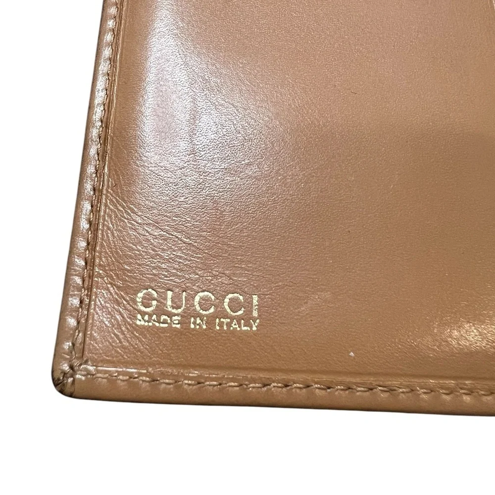 Gucci Vintage Horse Bit Long Wallet Tan Italian Leather Brass Hardware Neutral - Picture 14 of 16